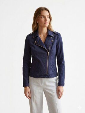 WHBM Navy Blue Moto Jacket
